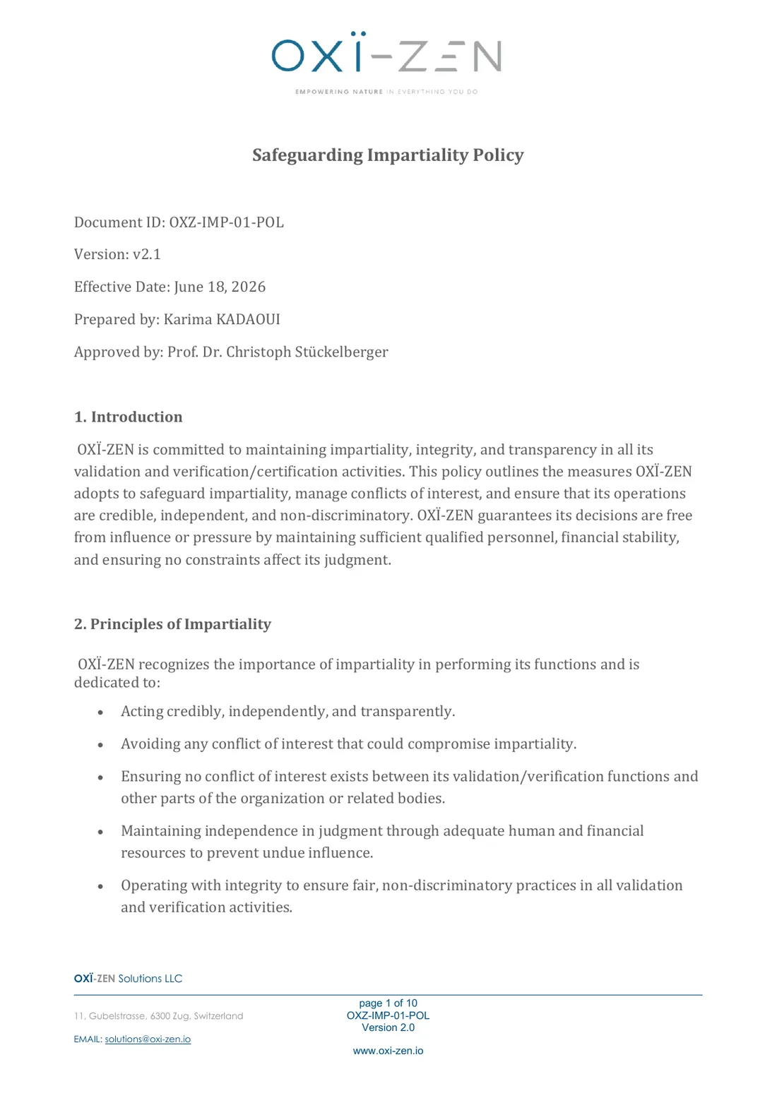 Safeguarding impartiality policy — page 1 of 10